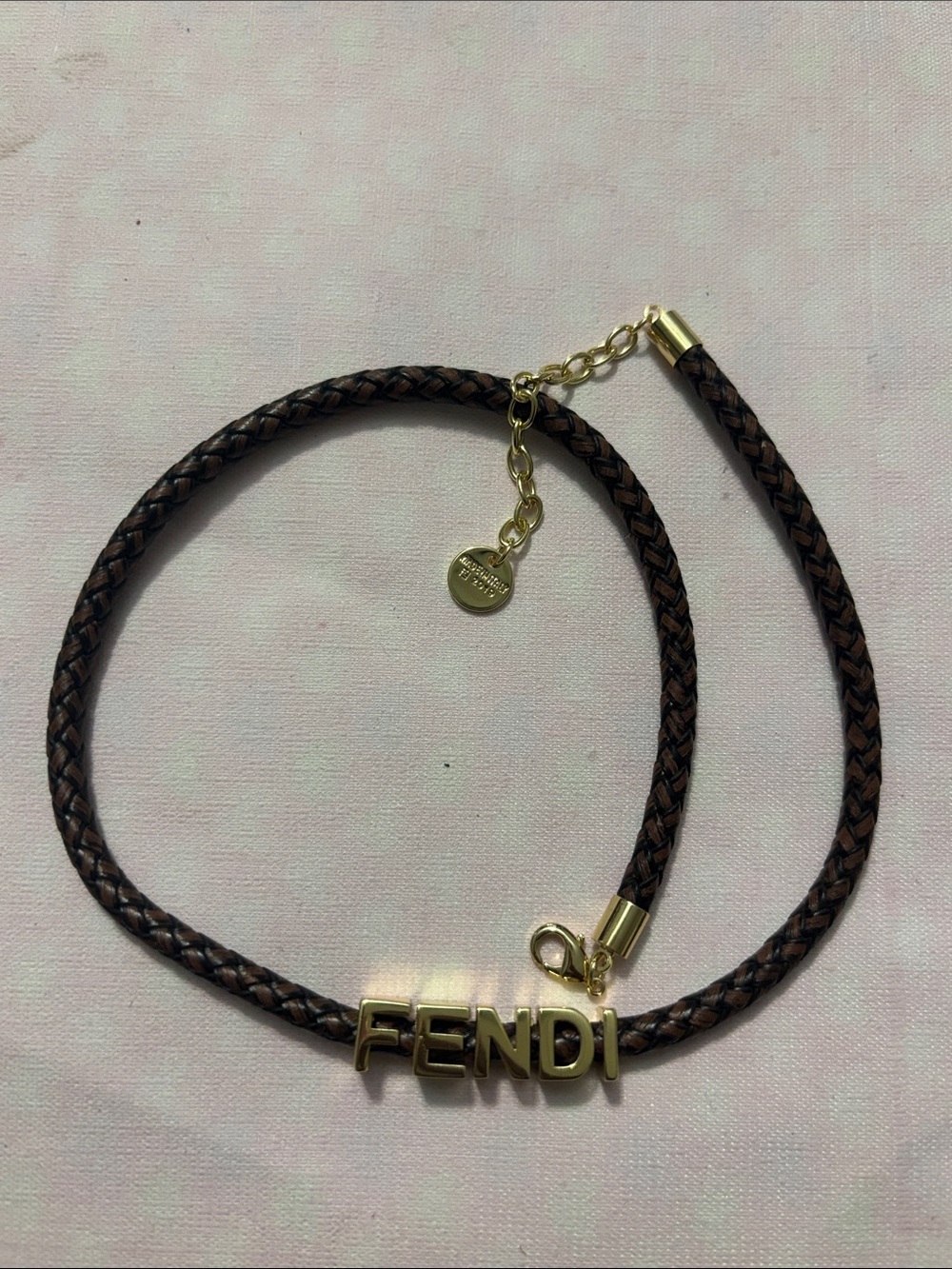 Fendi Brown Braided Rope Necklace